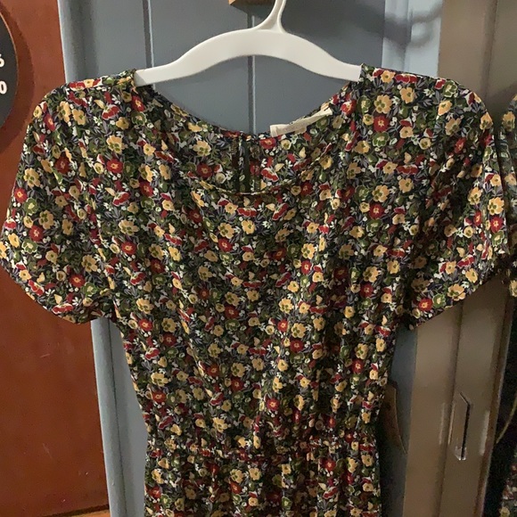 1940s Black & Multicolor Floral Print Midi Dress - Picture 11 of 13